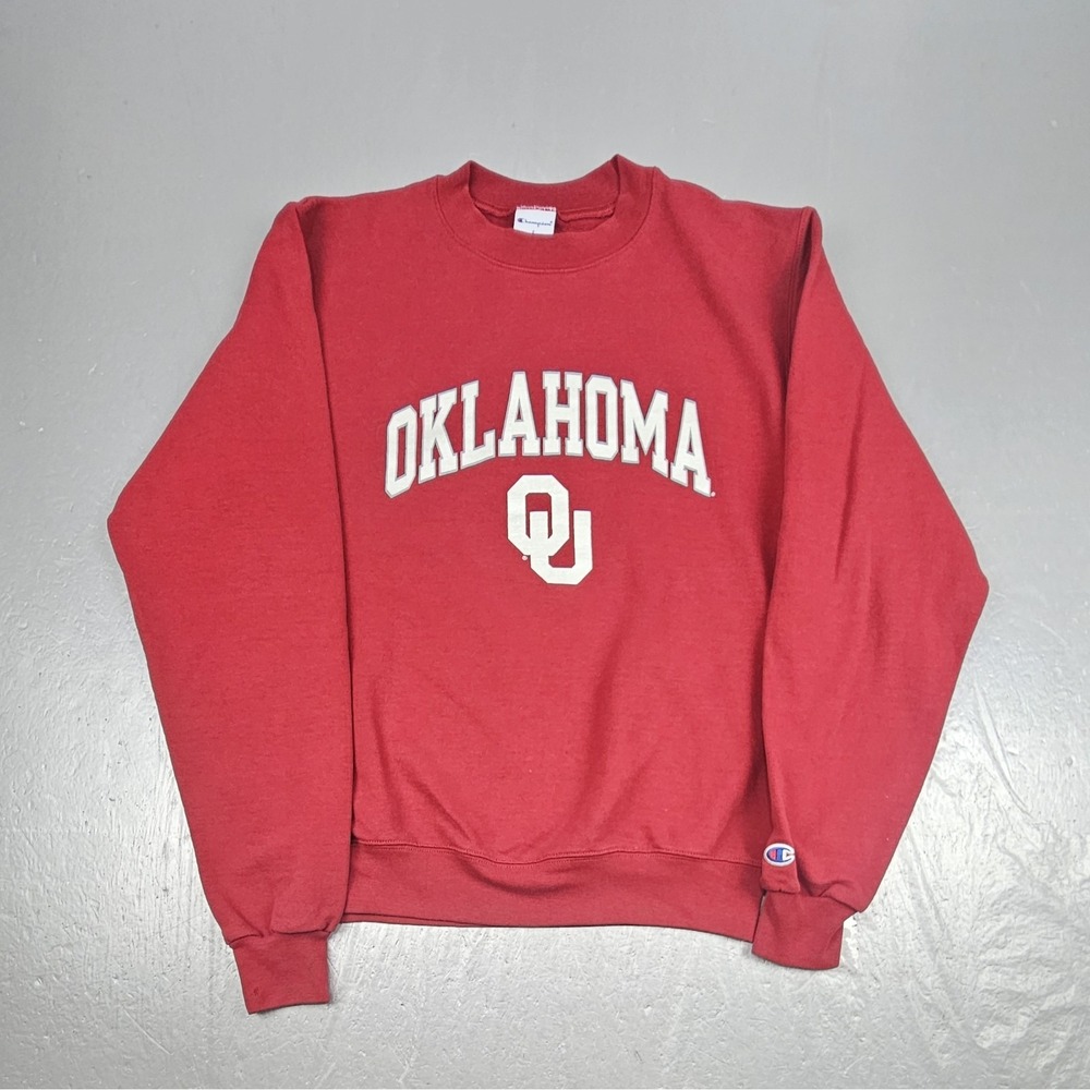 Champion Oklahoma Sooners OU Sweatshirt Mens Smalll Crewneck Maroon NCAA